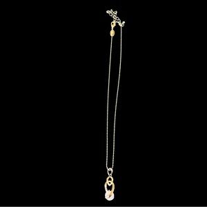 Lia Sophia Silver Tone Chain Necklace Cubic Zirconia Swirl Pendant Event Wedding